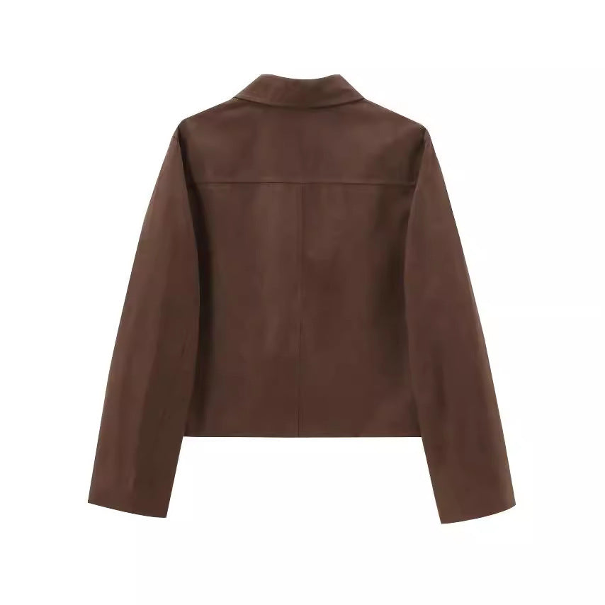Retro Old Money Style Suede Short Jacket Women