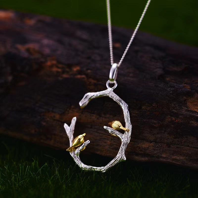 Branch bird necklace