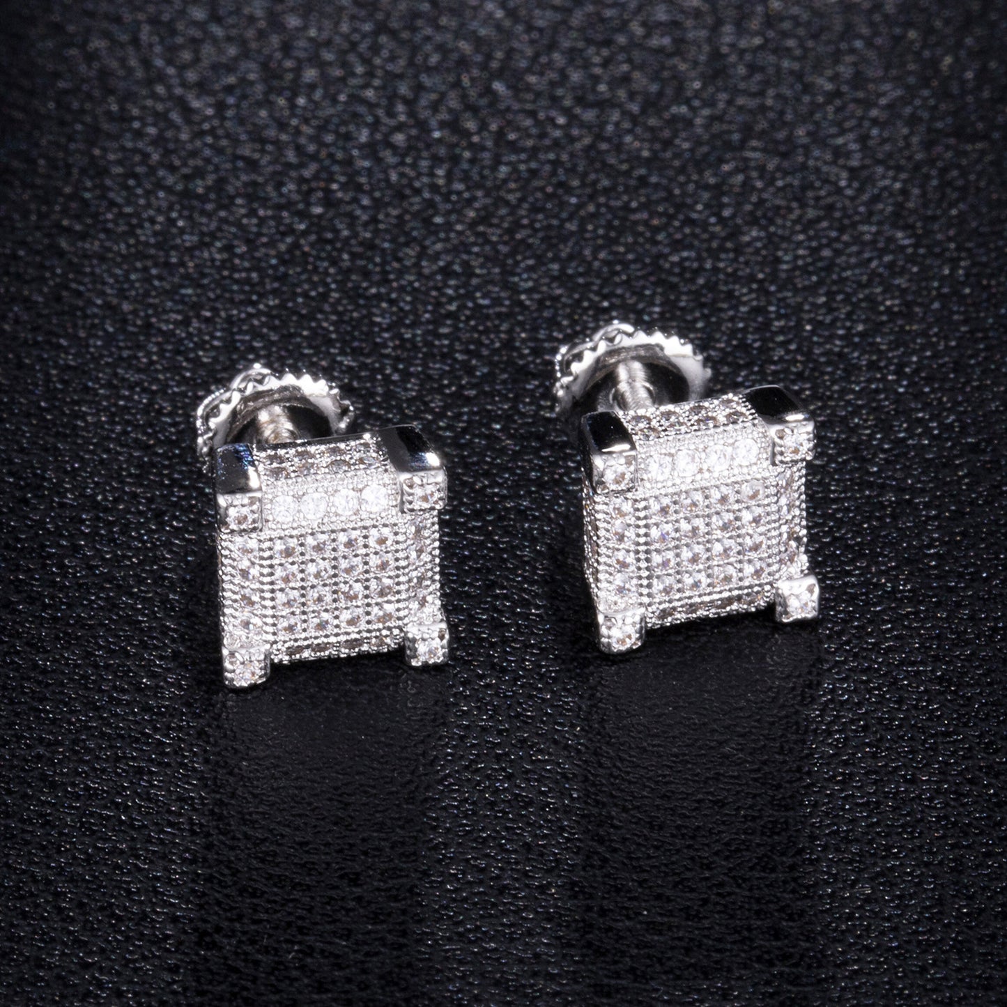 Hip-hop Earrings Copper Micro-inlaid Zircon Square Earrings