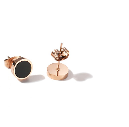 Rose gold titanium steel stud earrings