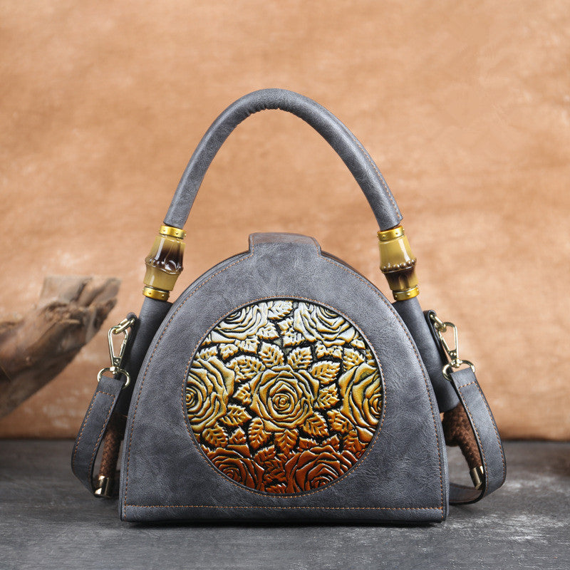 Vintage Embossed Zipper Ladies One Shoulder Messenger Bag