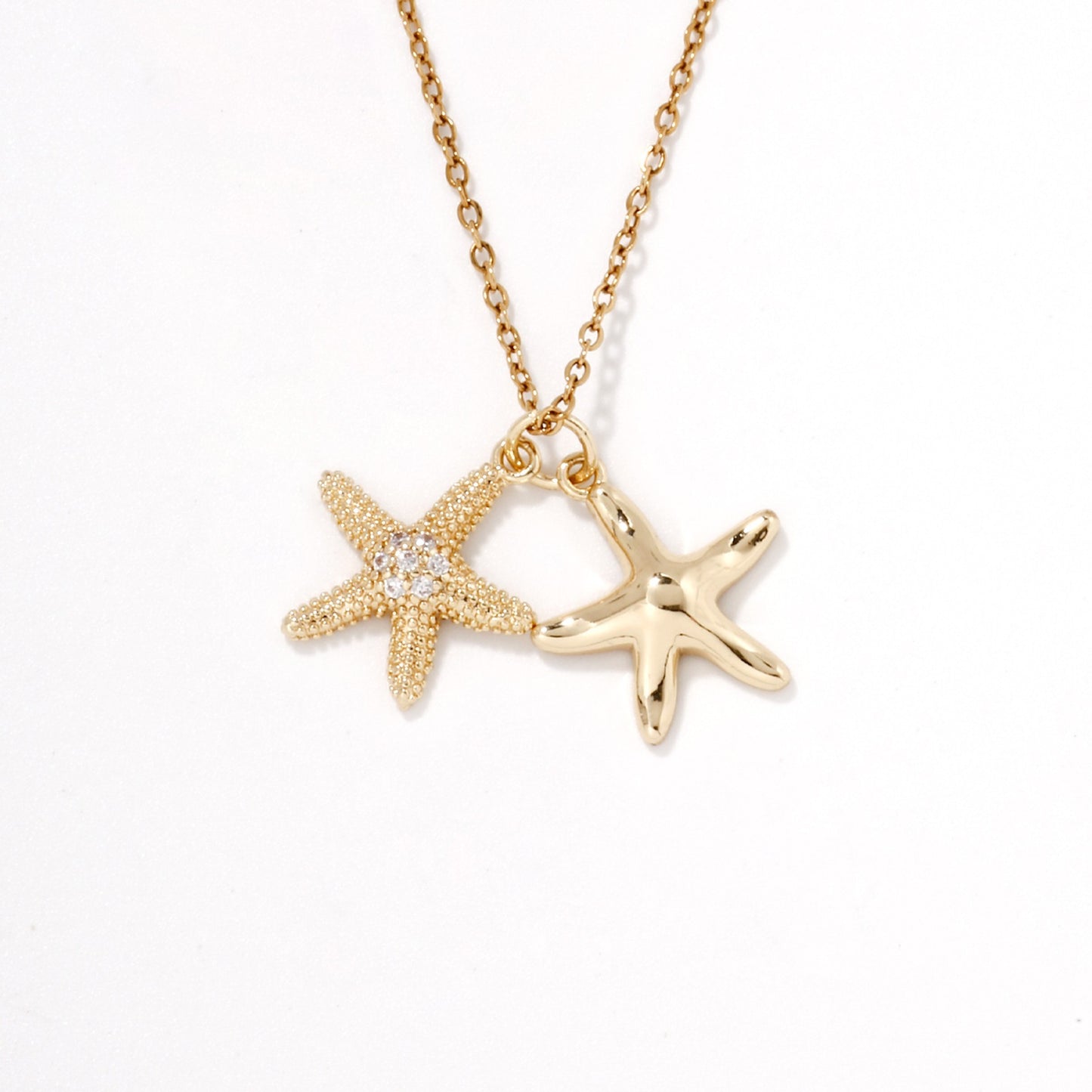 Fashion Simple Copper Inlaid Pendant Stainless Steel Necklace
