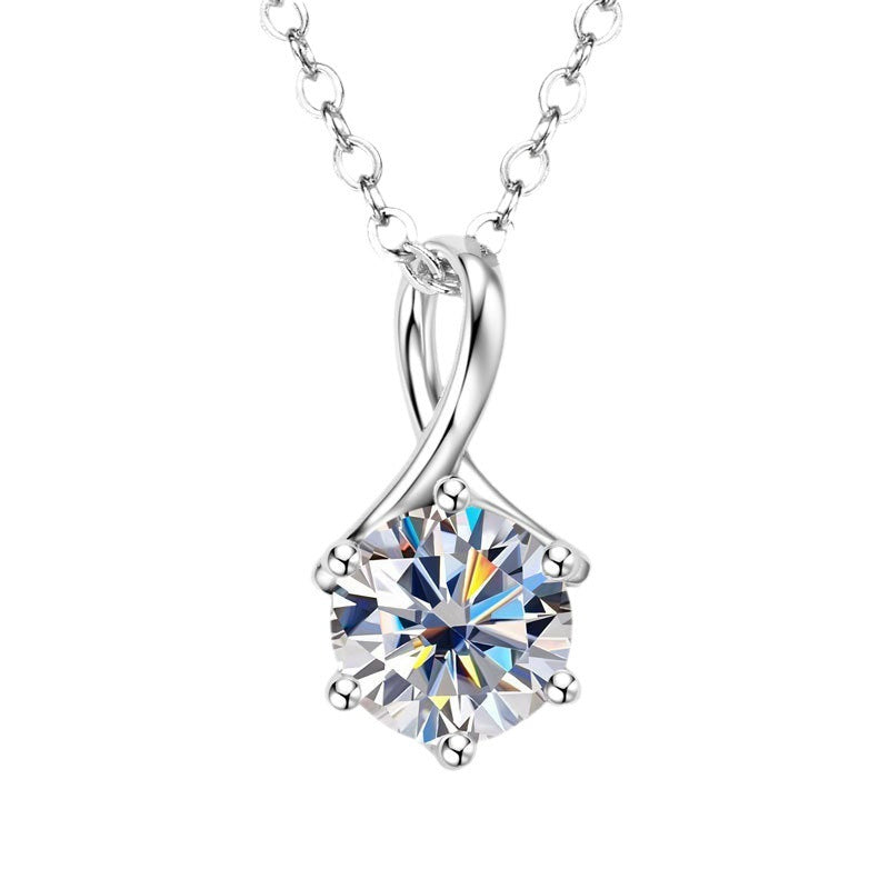 Women's Simple All-match S925 Sterling Silver Moissanite Pendant Necklace