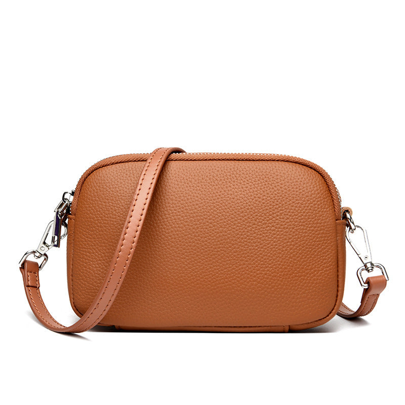 All-match Shoulder Messenger Bag Cross-border First Layer Cowhide Small Square Bag