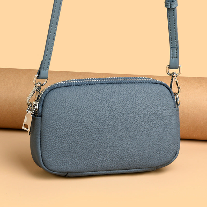 All-match Shoulder Messenger Bag Cross-border First Layer Cowhide Small Square Bag