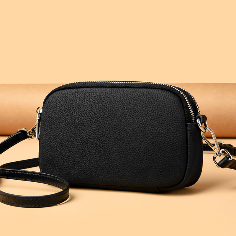 All-match Shoulder Messenger Bag Cross-border First Layer Cowhide Small Square Bag