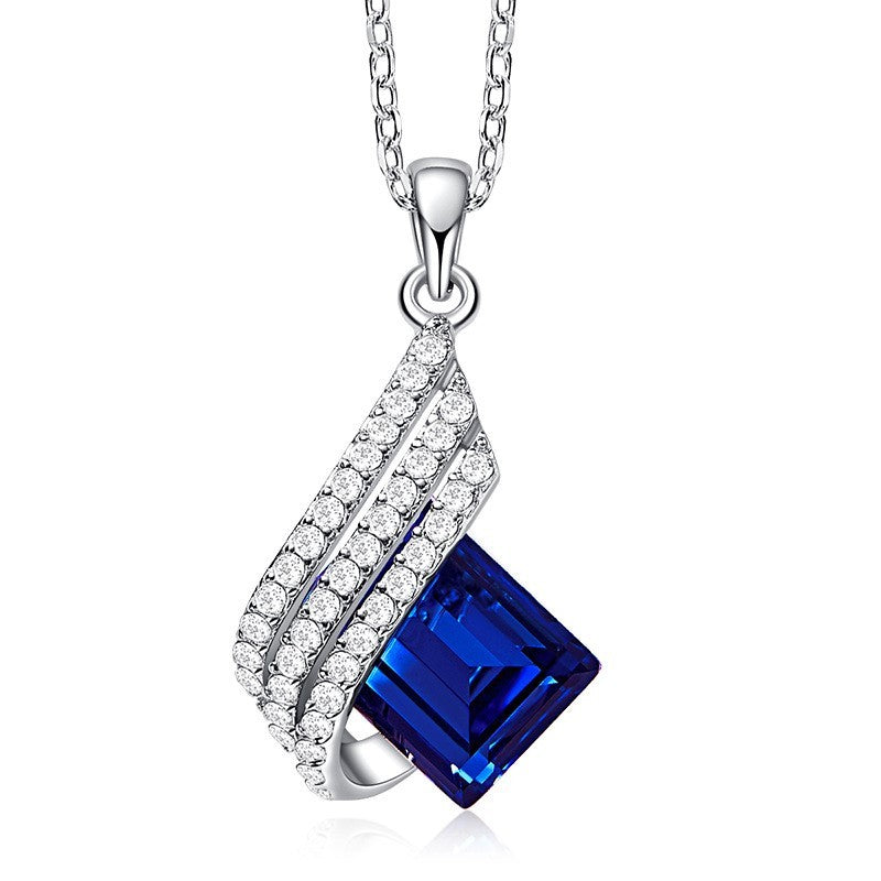 Clavicle chain with diamond and crystal pendant