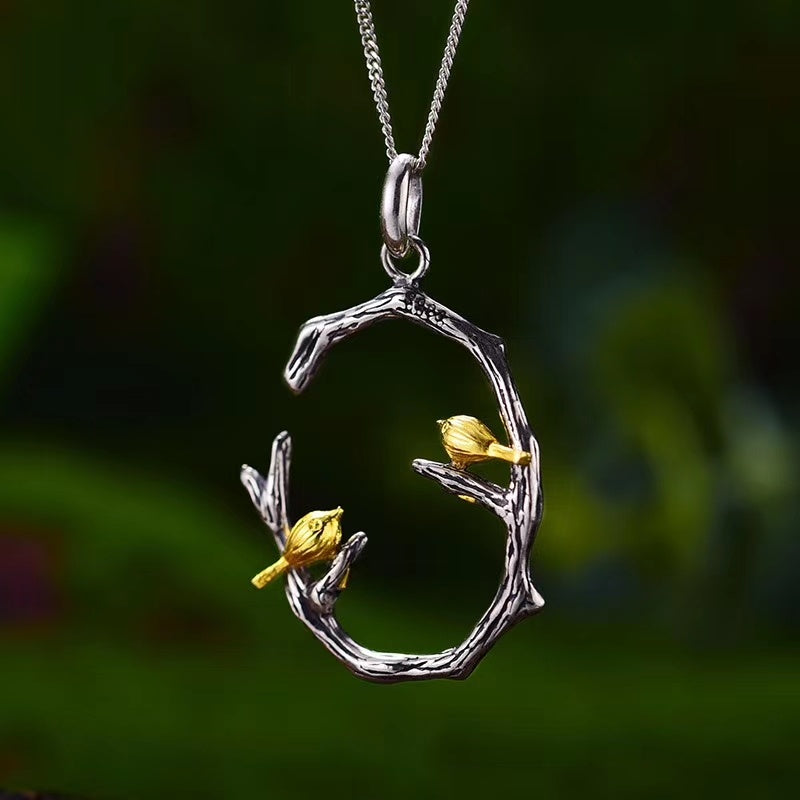 Branch bird necklace