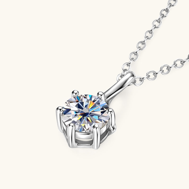 Women's Simple All-match S925 Sterling Silver Moissanite Pendant Necklace