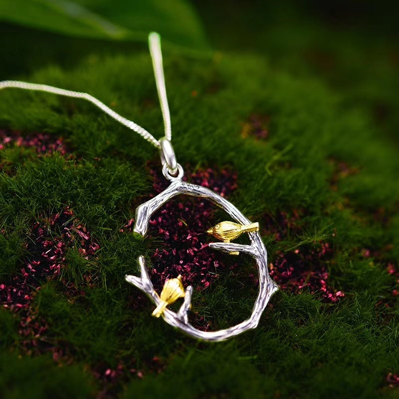 Branch bird necklace