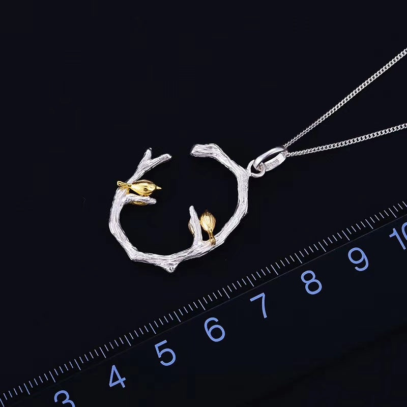 Branch bird necklace