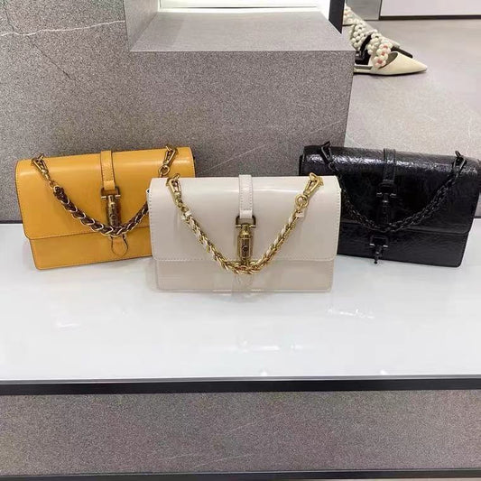 Lock Pleated Chain Portable Women's Messenger Small Square Bag