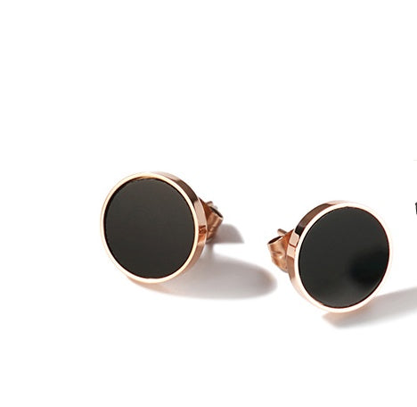 Rose gold titanium steel stud earrings