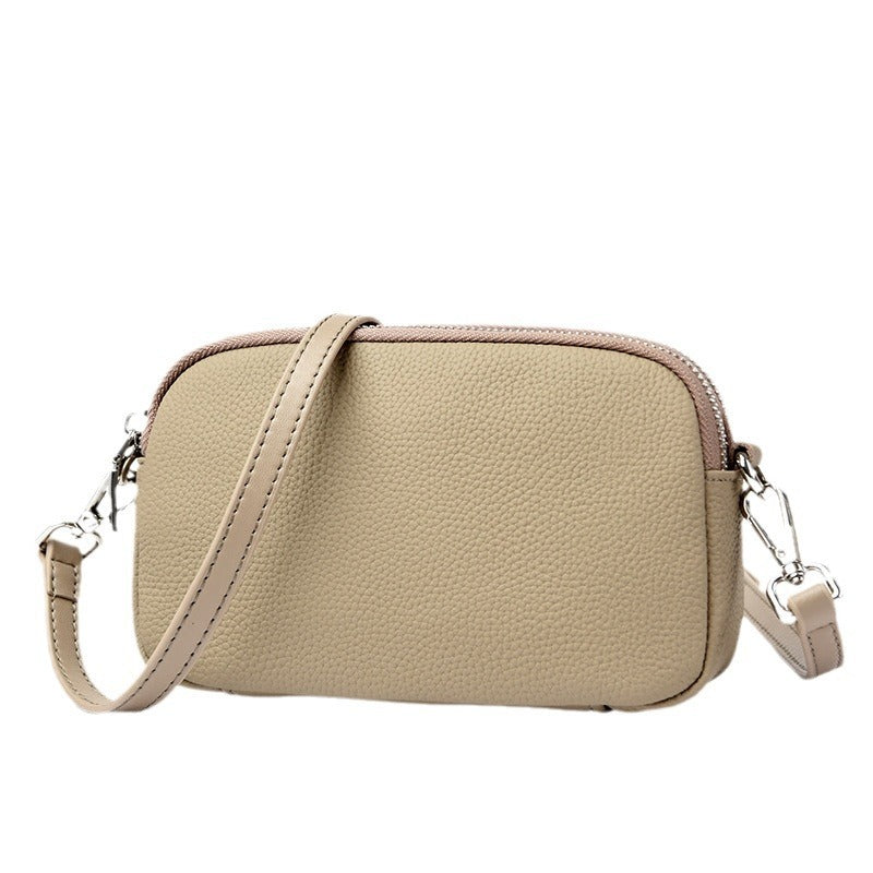 All-match Shoulder Messenger Bag Cross-border First Layer Cowhide Small Square Bag