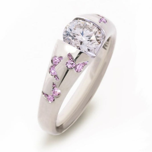 European And American Diamond-studded Ring Butterfly Gem Simple And Elegant