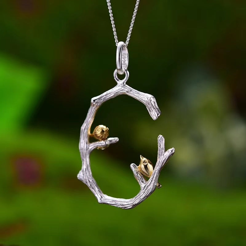 Branch bird necklace