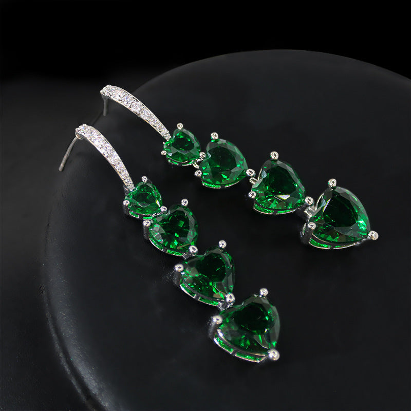 Niche Refined Zircon Love Heart Earrings Female