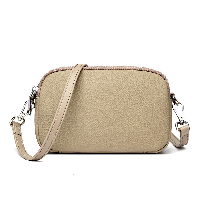 All-match Shoulder Messenger Bag Cross-border First Layer Cowhide Small Square Bag