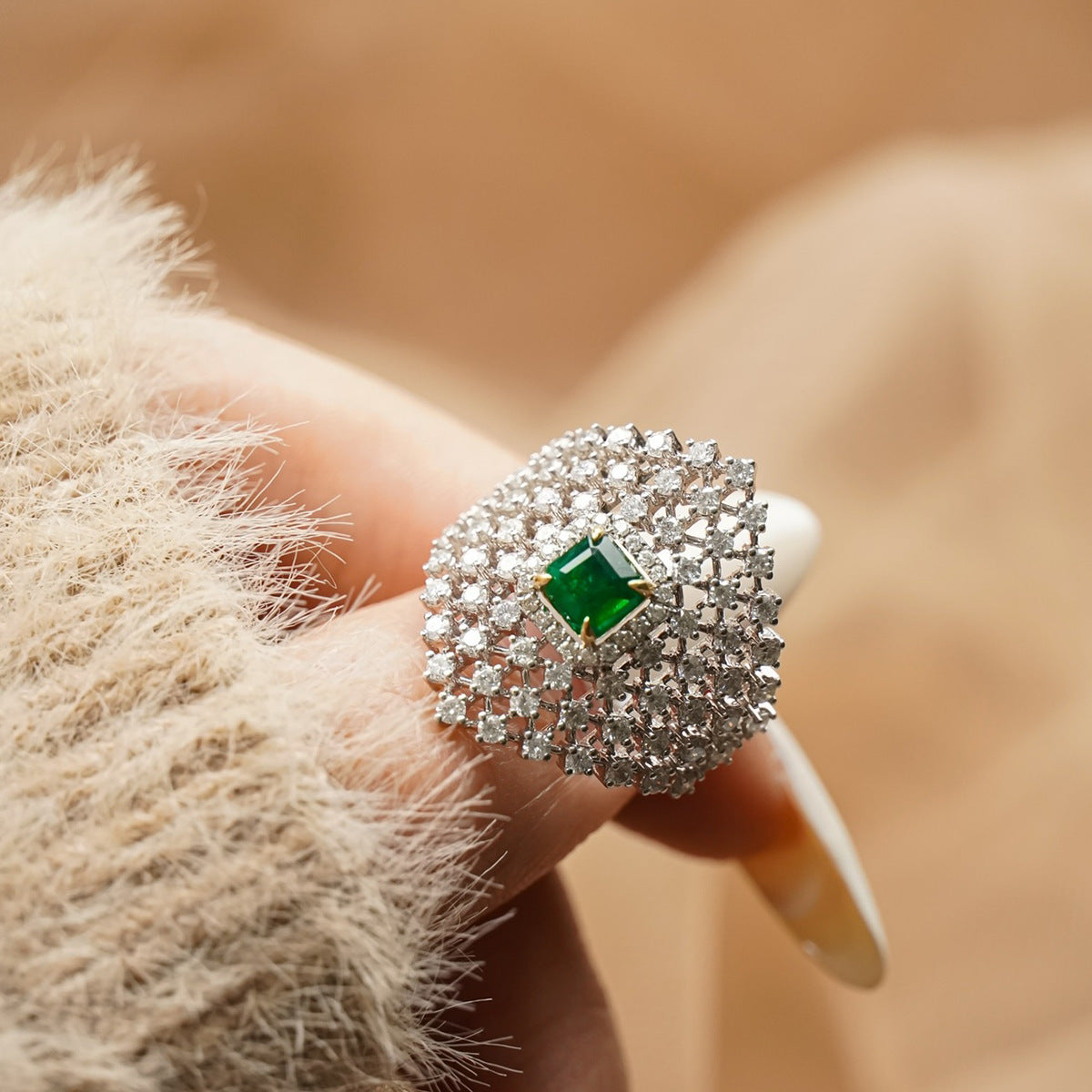 Red Elk S925 Sterling Silver Diamond Inlaid French Entry Lux Personalized Ring