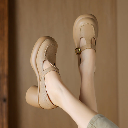 British Style Platform Leather Shoes Women's Leather Low-cut New Spring And Autumn