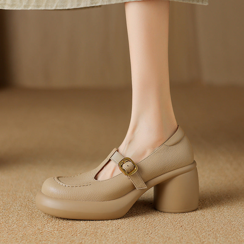 British Style Platform Leather Shoes Women's Leather Low-cut New Spring And Autumn
