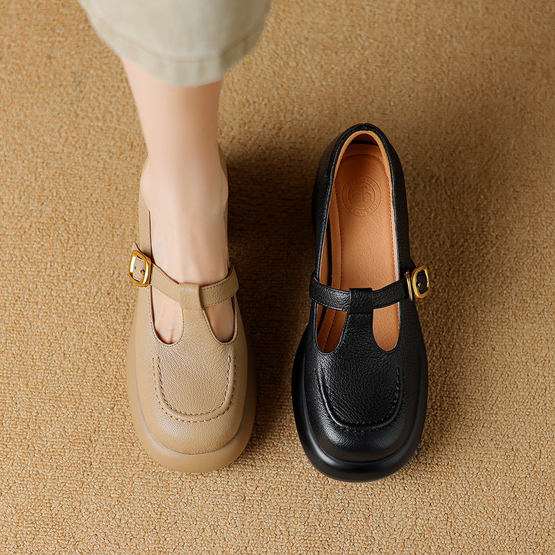 British Style Platform Leather Shoes Women's Leather Low-cut New Spring And Autumn
