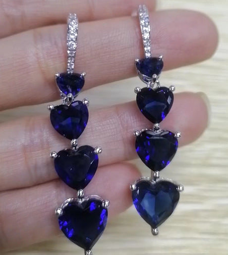 Niche Refined Zircon Love Heart Earrings Female