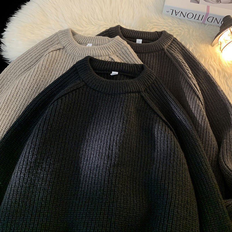 Solid Color Sweater Loose Casual Long Sleeves Lazy
