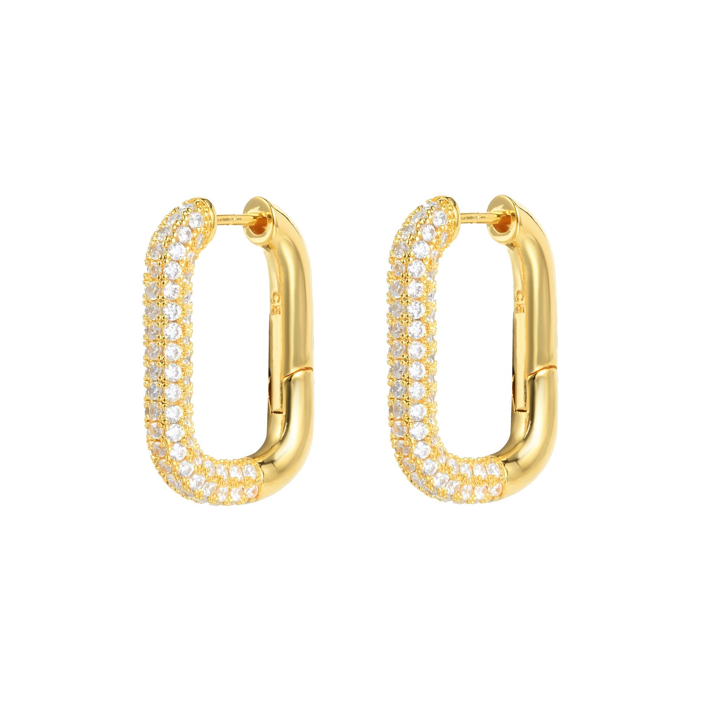 Commuter Letters Quadrilateral Geometric Ear Clip Electroplated 18K Gold High-grade Earrings